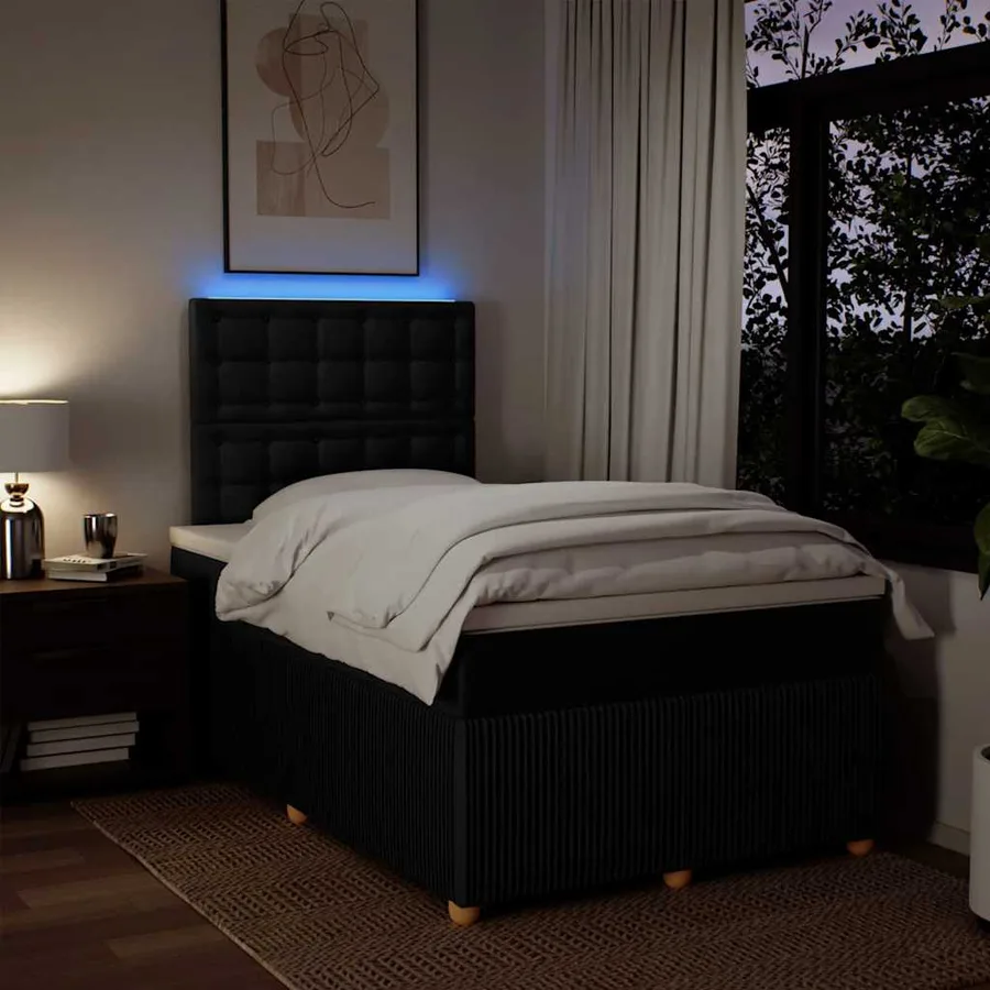Sommier à lattes de lit avec matelas Noir 120x200 cm Tissu - 4