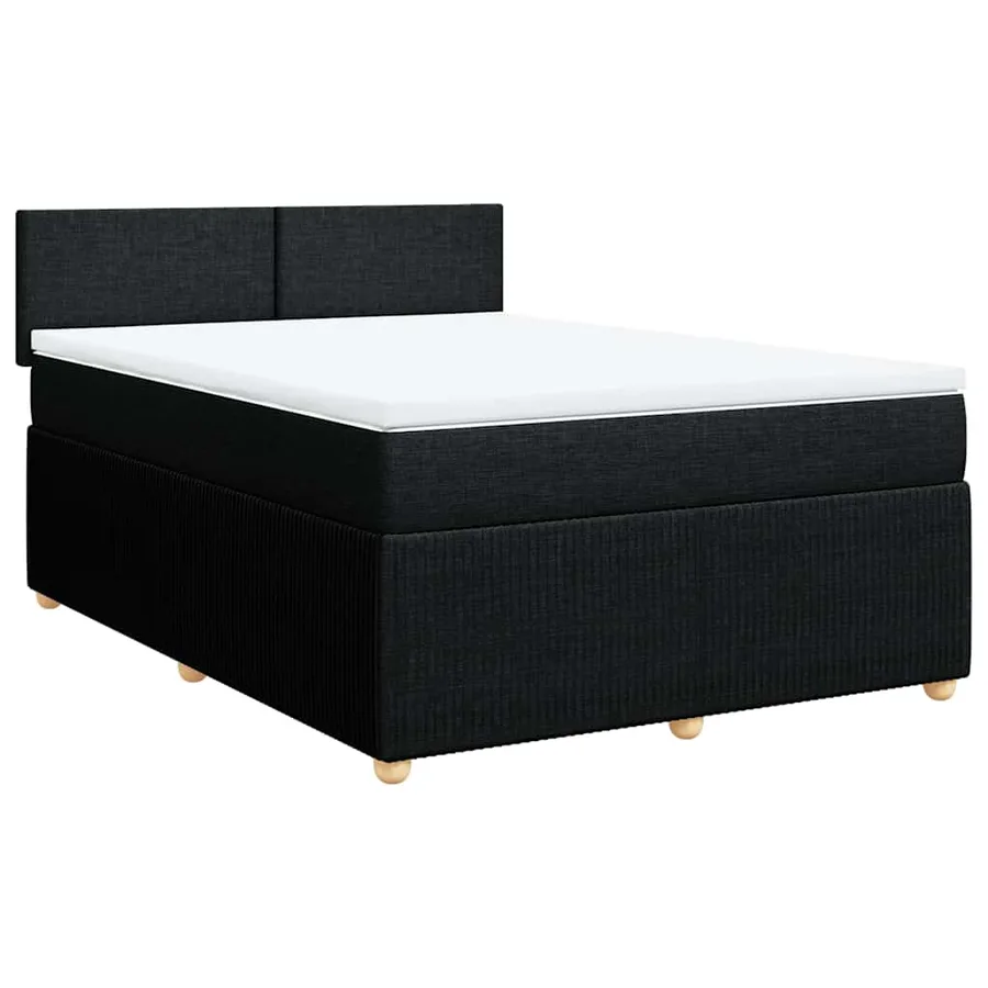 Sommier à lattes de lit avec matelas Noir 140x200 cm Tissu - 3