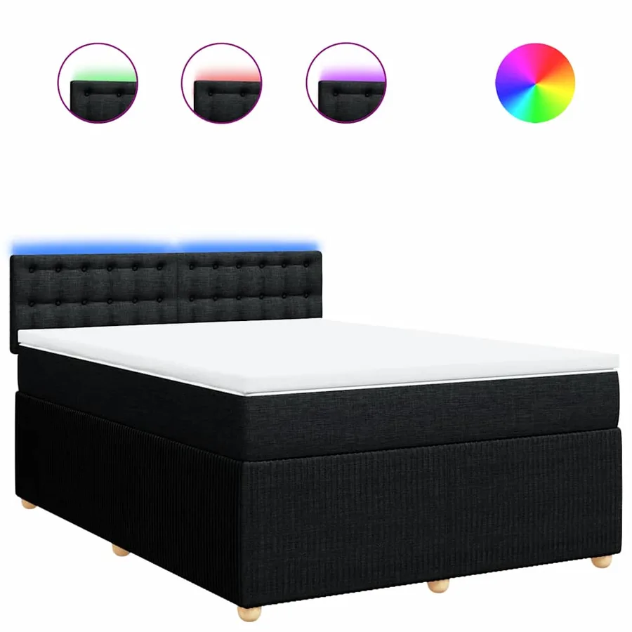 Sommier à lattes de lit avec matelas Noir 140x200 cm Tissu - 2