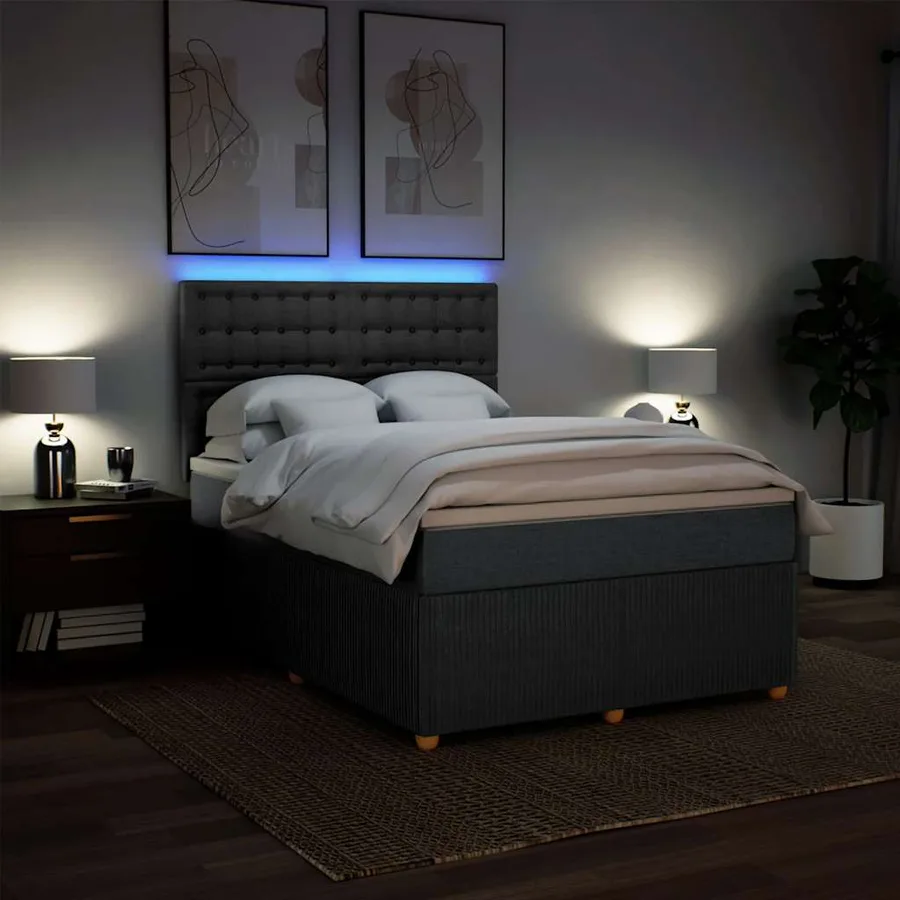 Sommier à lattes de lit avec matelas Gris foncé 140x190cm Tissu - 4