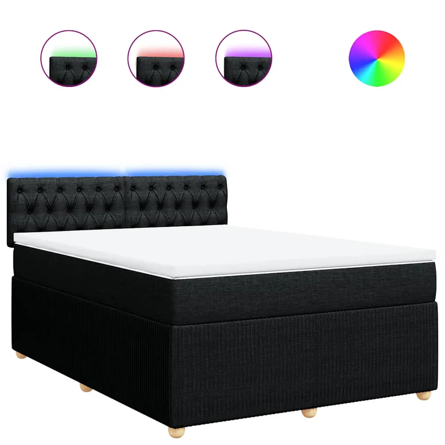 Sommier à lattes de lit avec matelas Noir 140x190 cm Tissu - 2