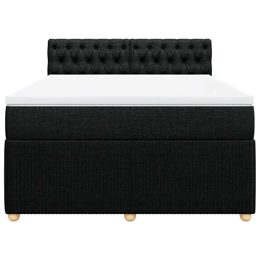 Sommier à lattes de lit avec matelas Noir 140x190 cm Tissu - 6