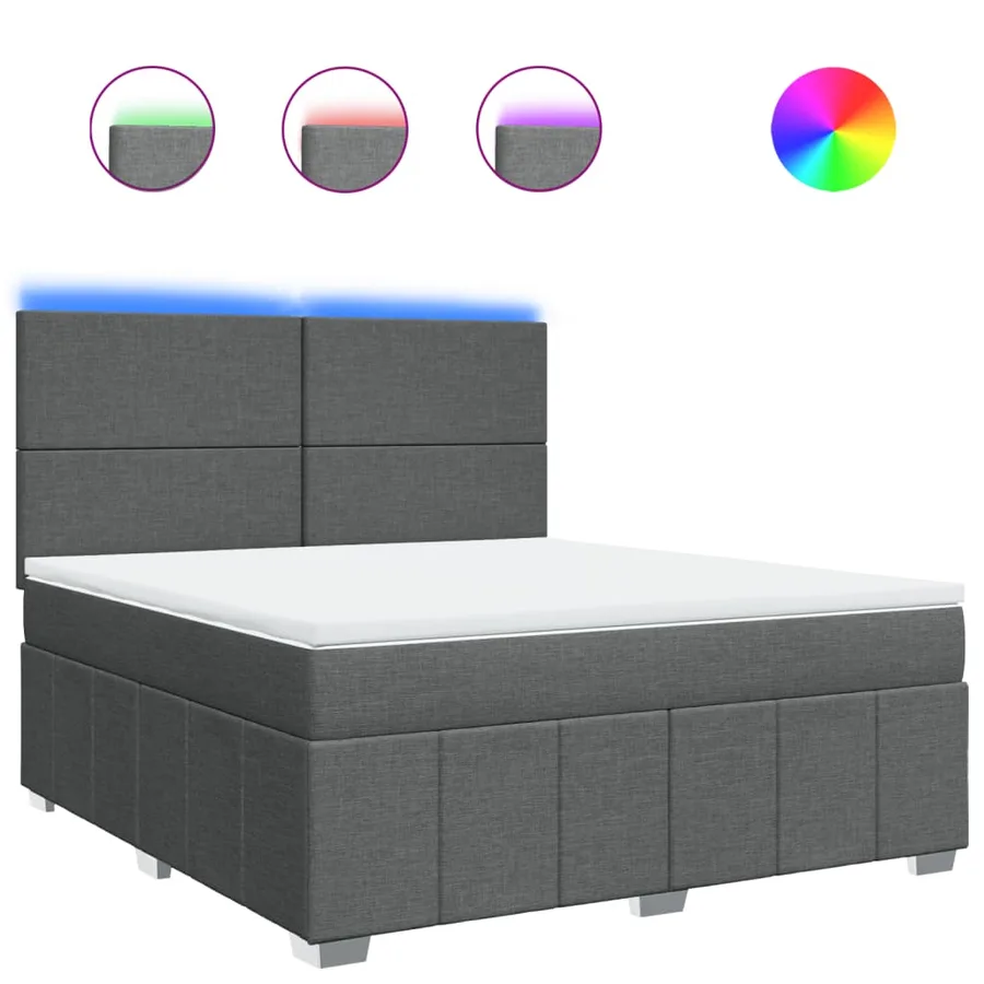 Sommier à lattes de lit avec matelas Gris foncé 180x200cm Tissu - 2