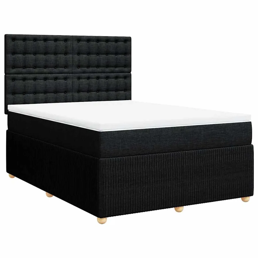Sommier à lattes de lit avec matelas Noir 140x200 cm Tissu - 2