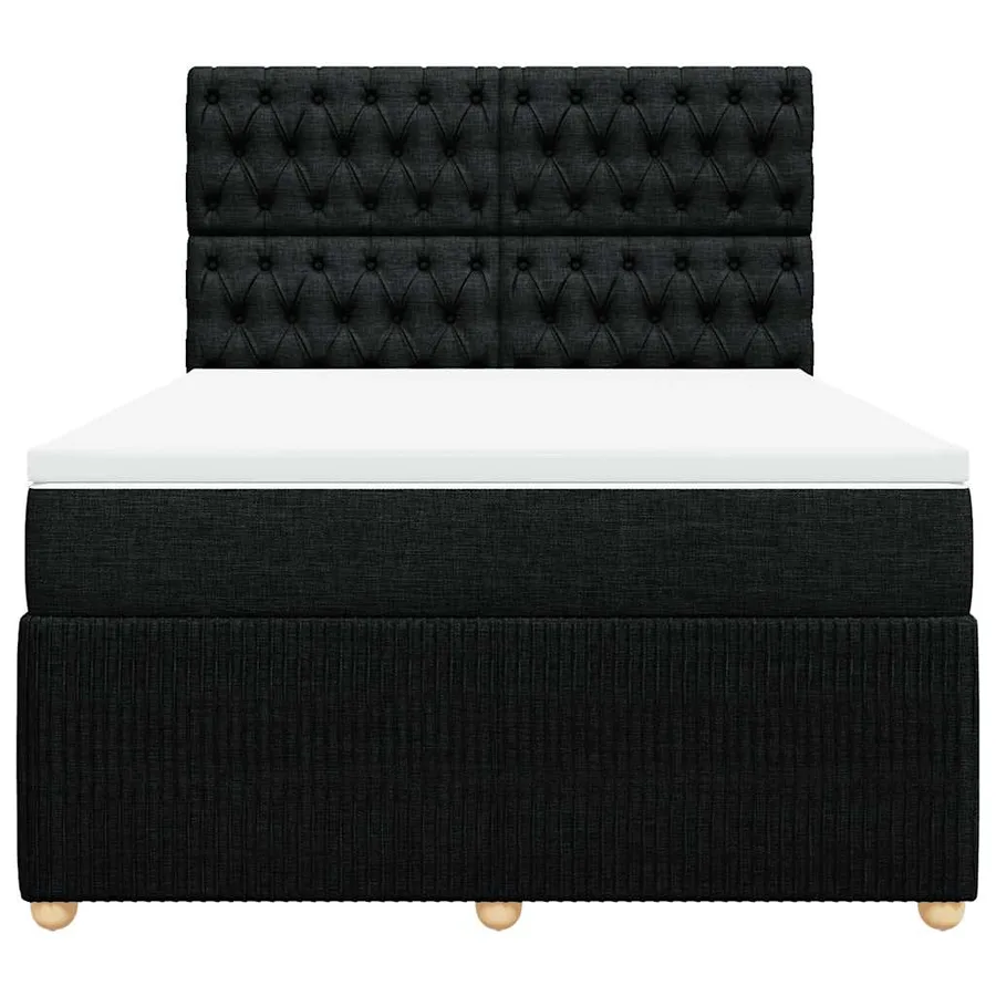 Sommier à lattes de lit avec matelas Noir 140x200 cm Tissu - 4