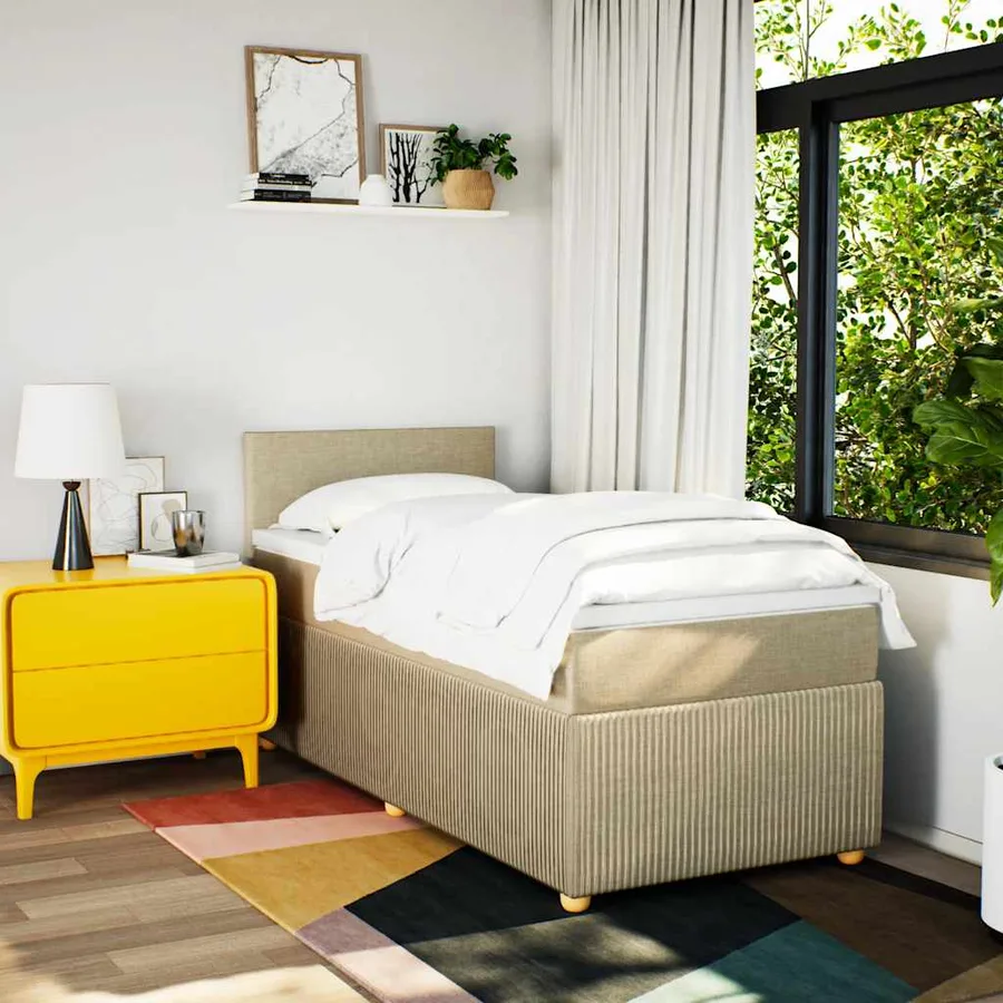 Sommier à lattes de lit avec matelas Crème 80x200 cm Tissu - 3