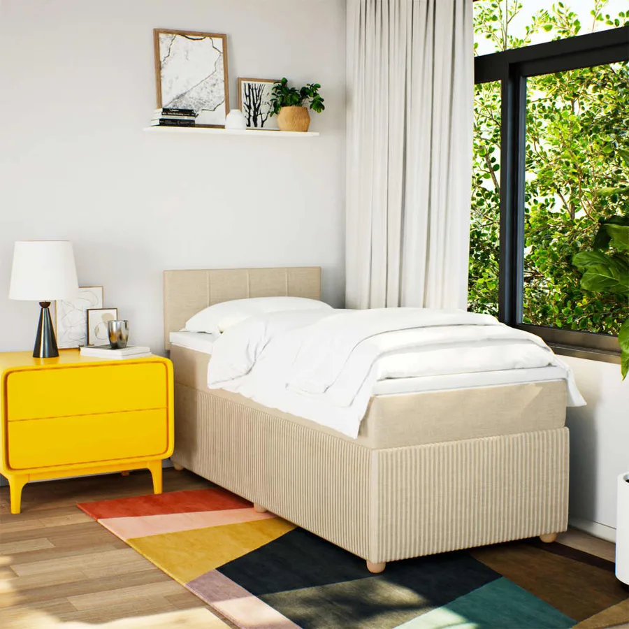 Sommier à lattes de lit avec matelas Crème 80x200 cm Tissu - 3