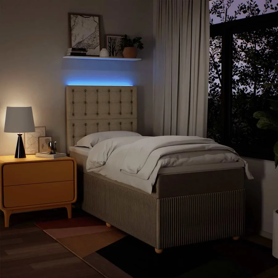 Sommier à lattes de lit avec matelas Crème 80x200 cm Tissu - 4