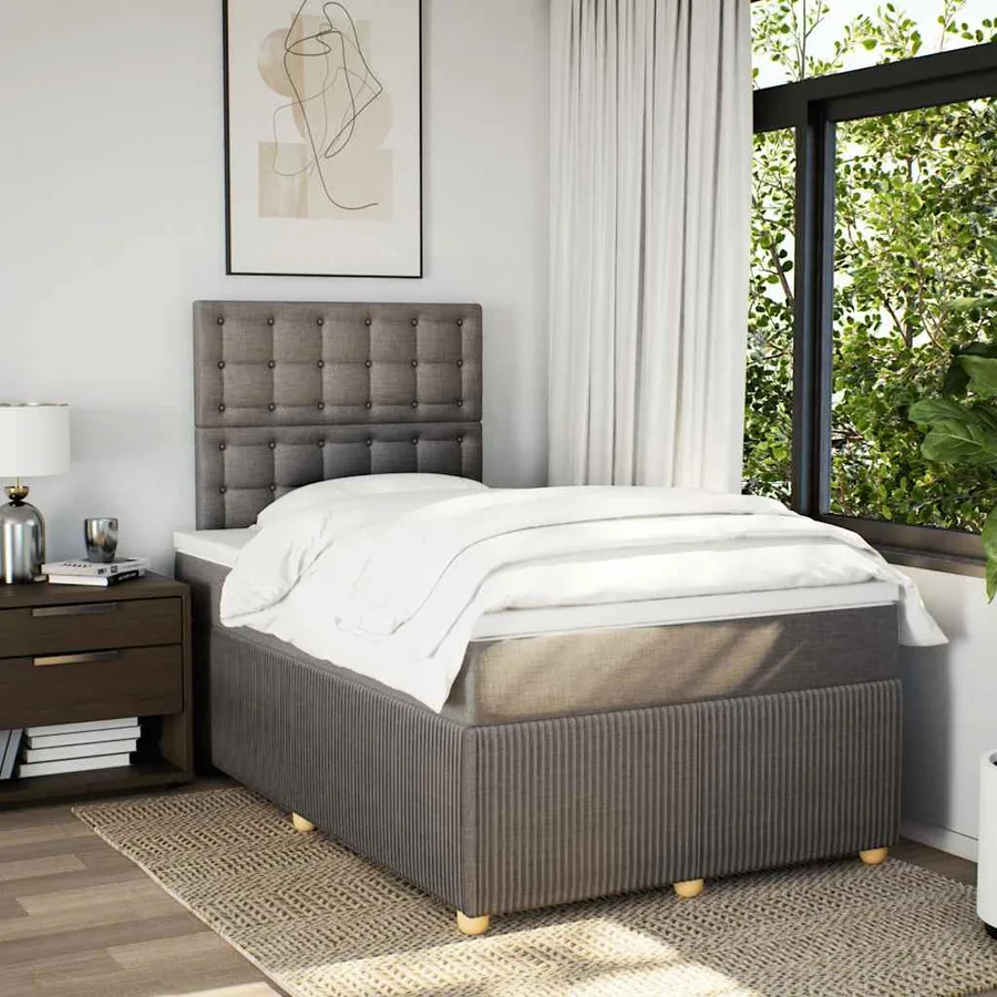 Sommier à lattes de lit avec matelas Taupe 120x200 cm Tissu - 3