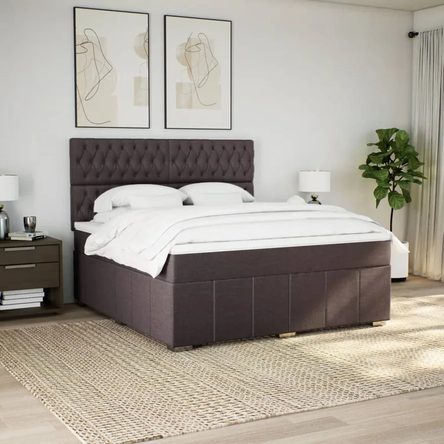 Sommier à lattes de lit avec matelas Marron foncé 180x200 cm - 5