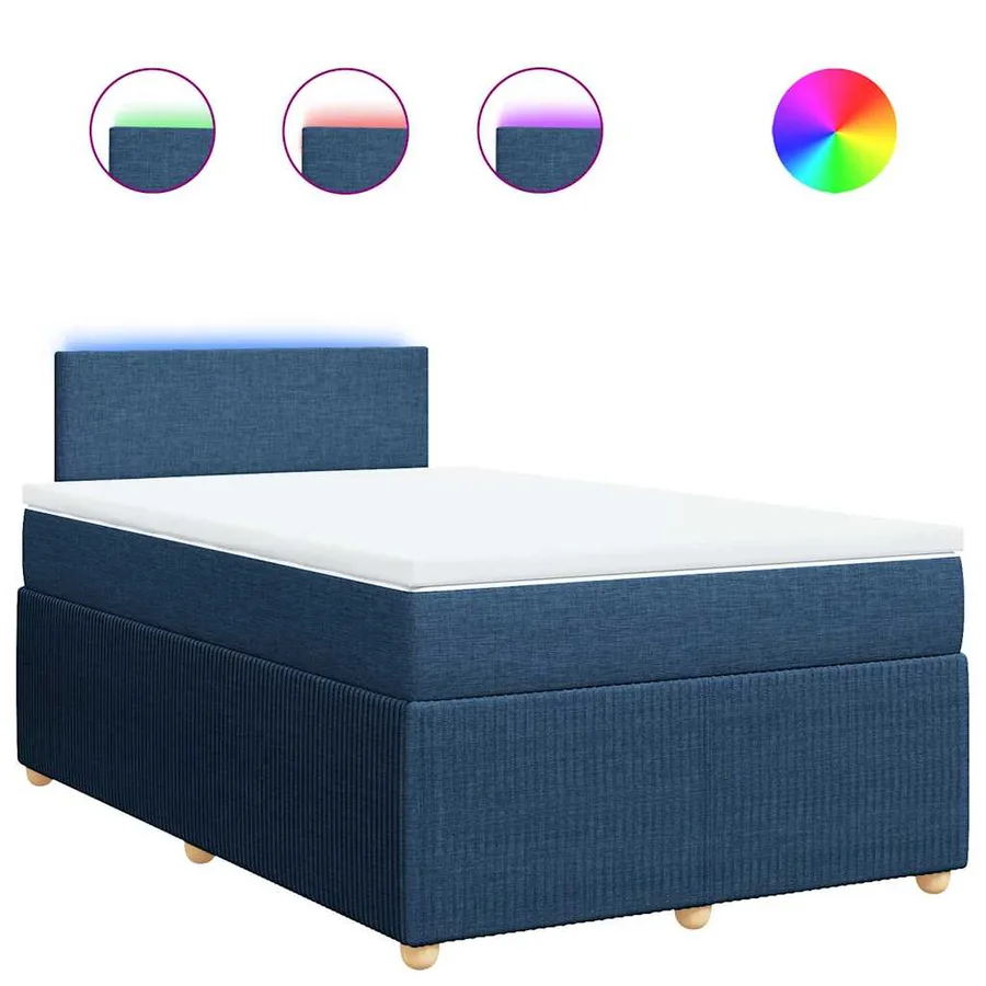 Sommier à lattes de lit avec matelas Bleu 120x200 cm Tissu - 2