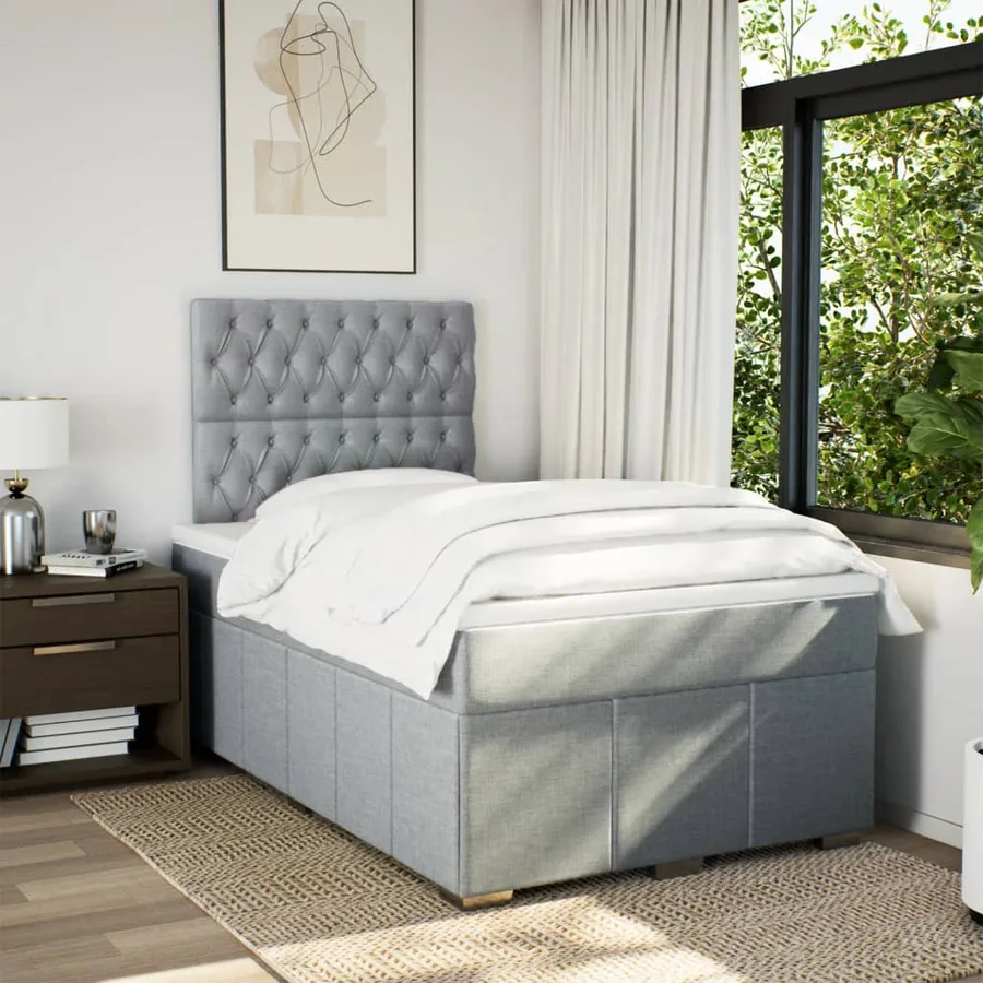 Sommier à lattes de lit avec matelas Gris clair 120x200cm Tissu - 5