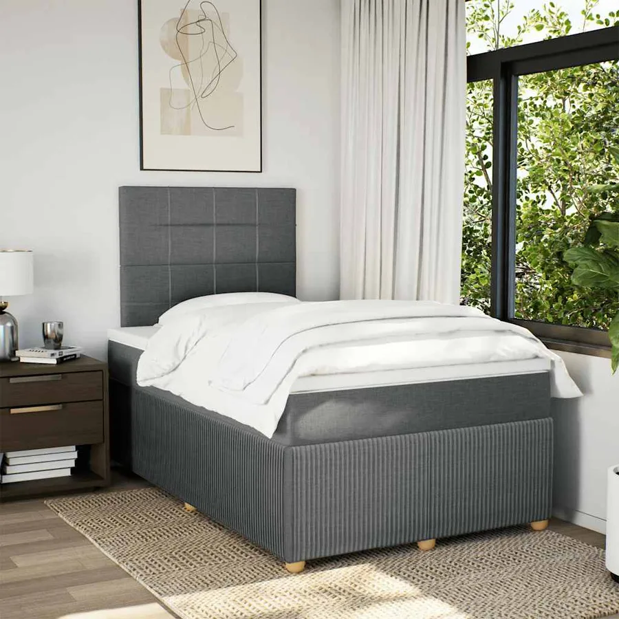 Sommier à lattes de lit avec matelas Gris foncé 120x200cm Tissu - 5