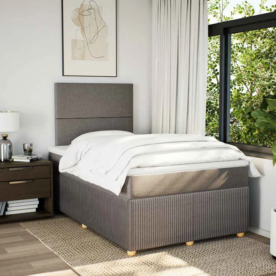 Sommier à lattes de lit avec matelas Taupe 120x200 cm Tissu - 3