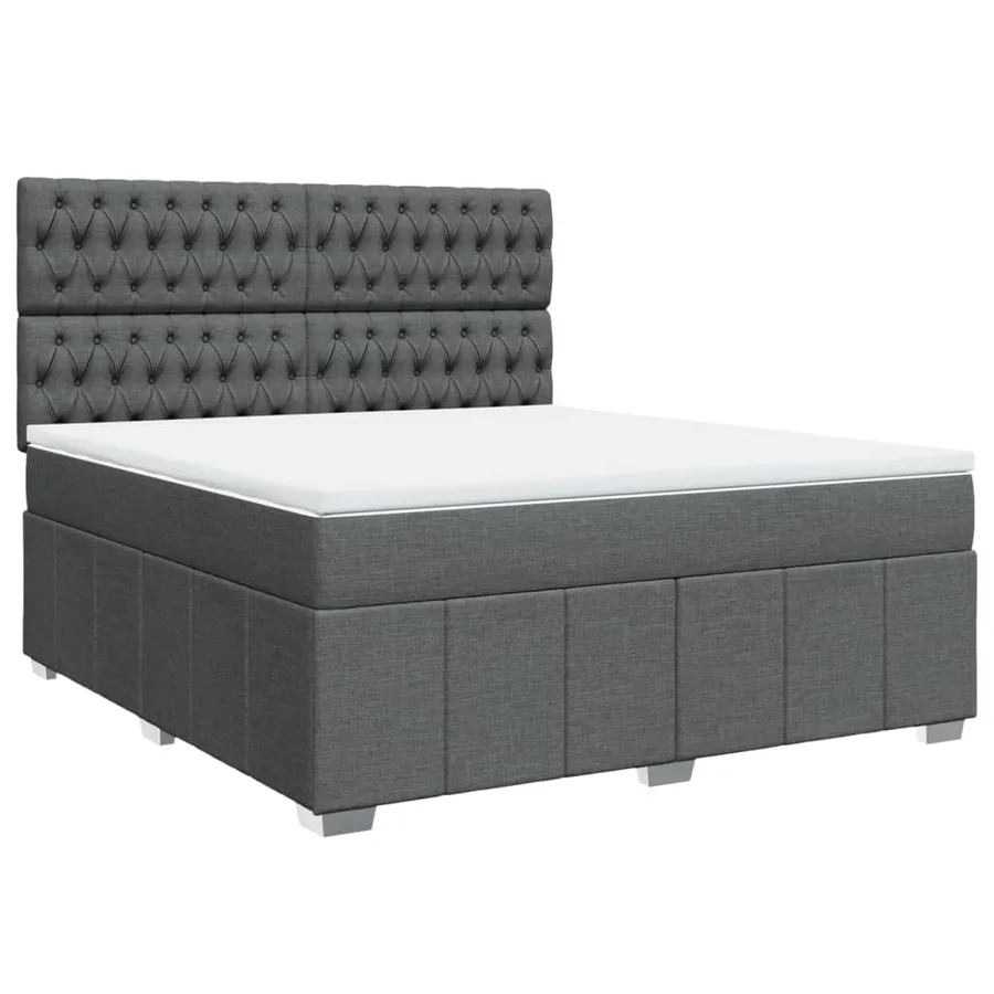 Sommier à lattes de lit avec matelas Gris foncé 180x200cm Tissu - 3