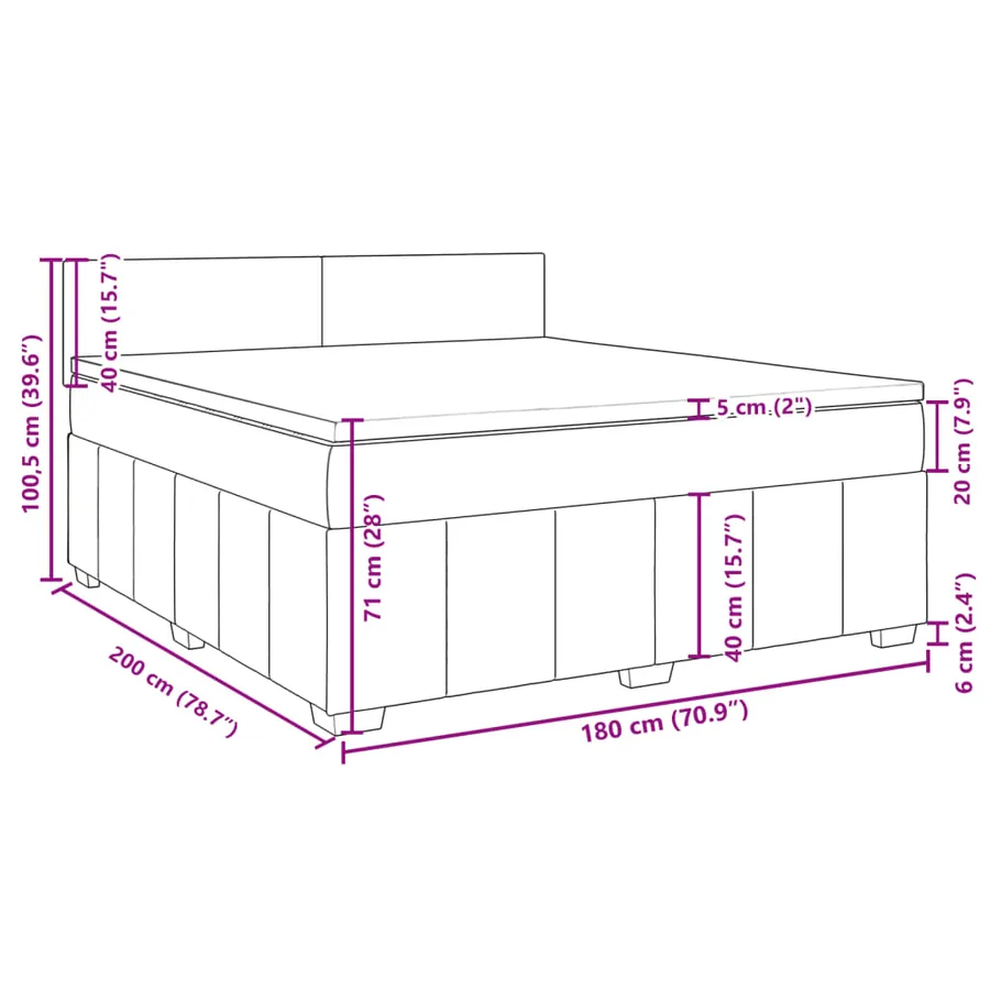 Sommier à lattes de lit avec matelas Crème 180x200 cm Tissu - 18