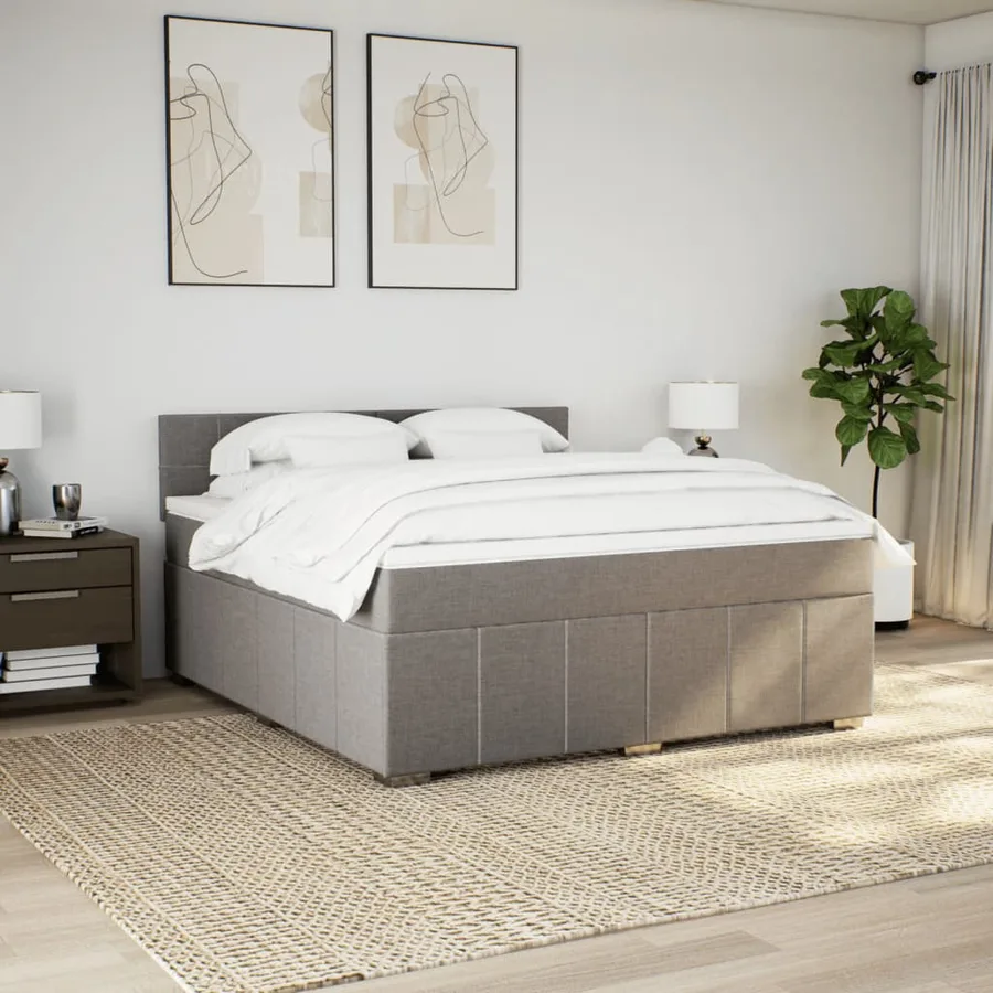 Sommier à lattes de lit avec matelas Taupe 180x200 cm Tissu - 3