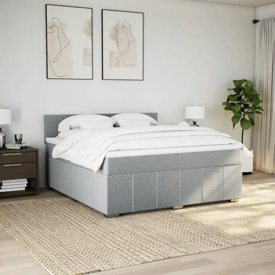 Sommier à lattes de lit avec matelas Gris clair 180x200cm Tissu - 4