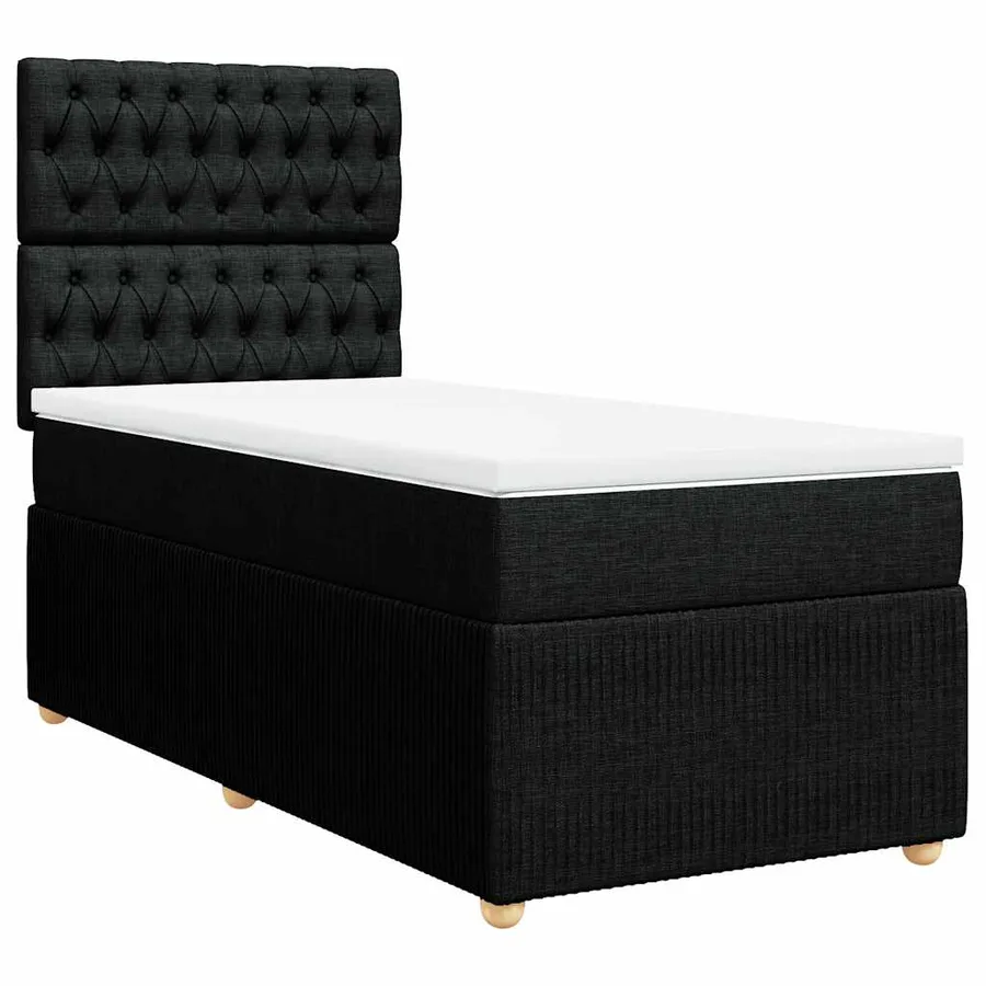 Sommier à lattes de lit et matelas Noir 80x200 cm Tissu - 3