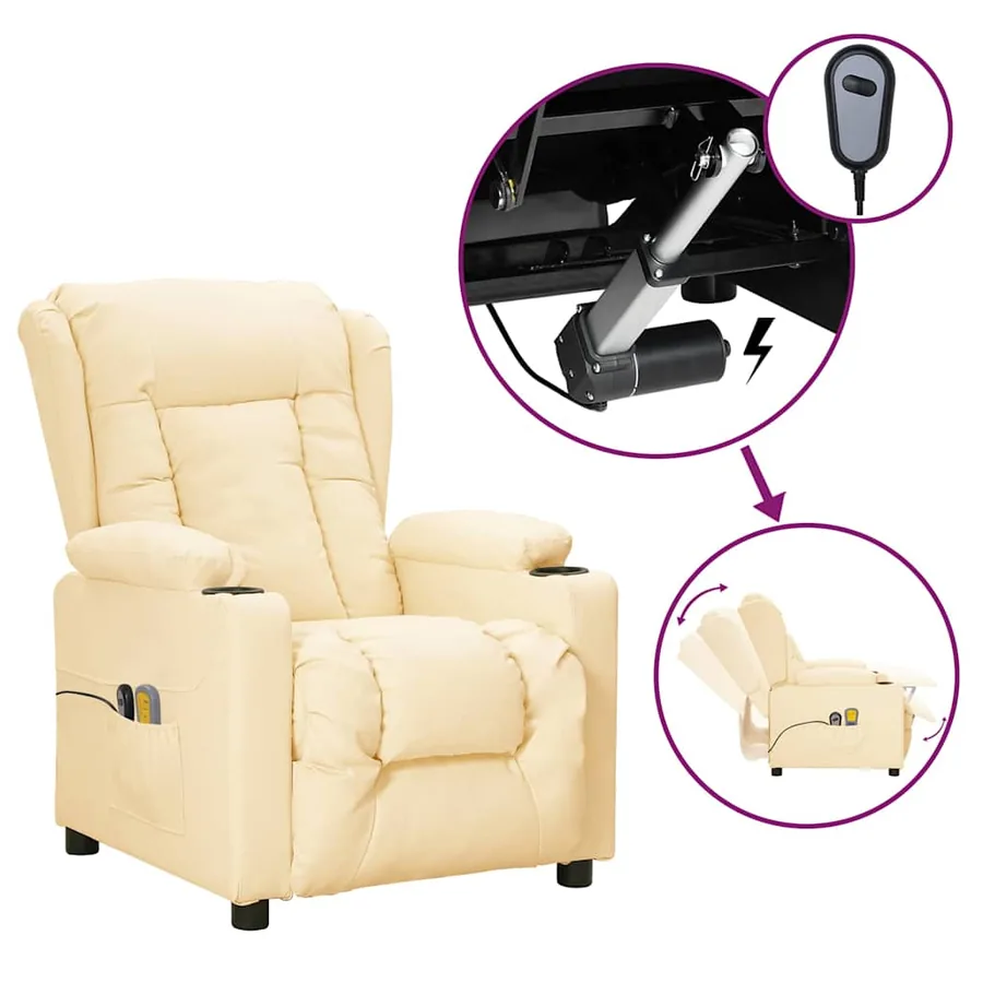 Fauteuil de massage électrique Crème Similicuir