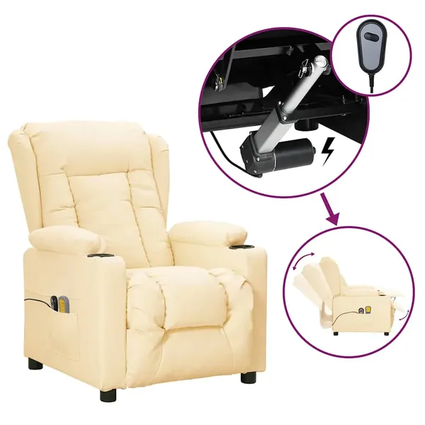 Fauteuil de massage électrique Crème Similicuir