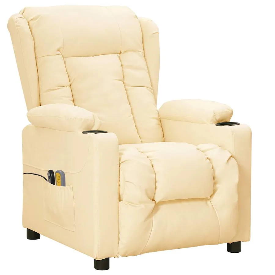 Fauteuil de massage électrique Crème Similicuir - 2