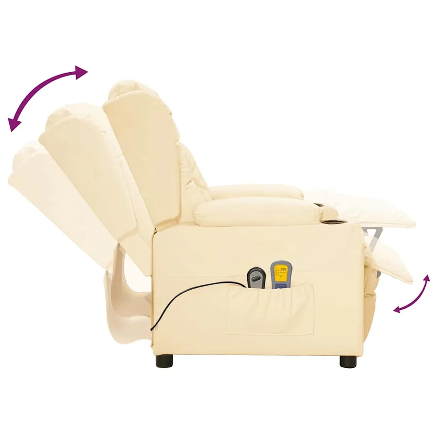 Fauteuil de massage électrique Crème Similicuir - 7