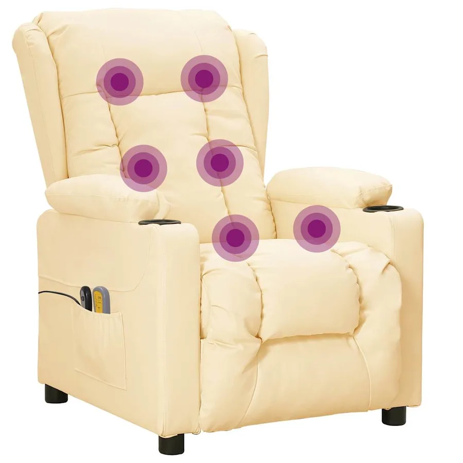 Fauteuil de massage électrique Crème Similicuir - 8