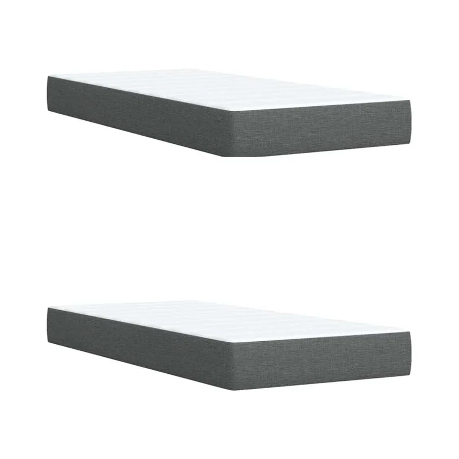 Sommier à lattes de lit avec matelas Gris foncé 200x200cm Tissu - 11