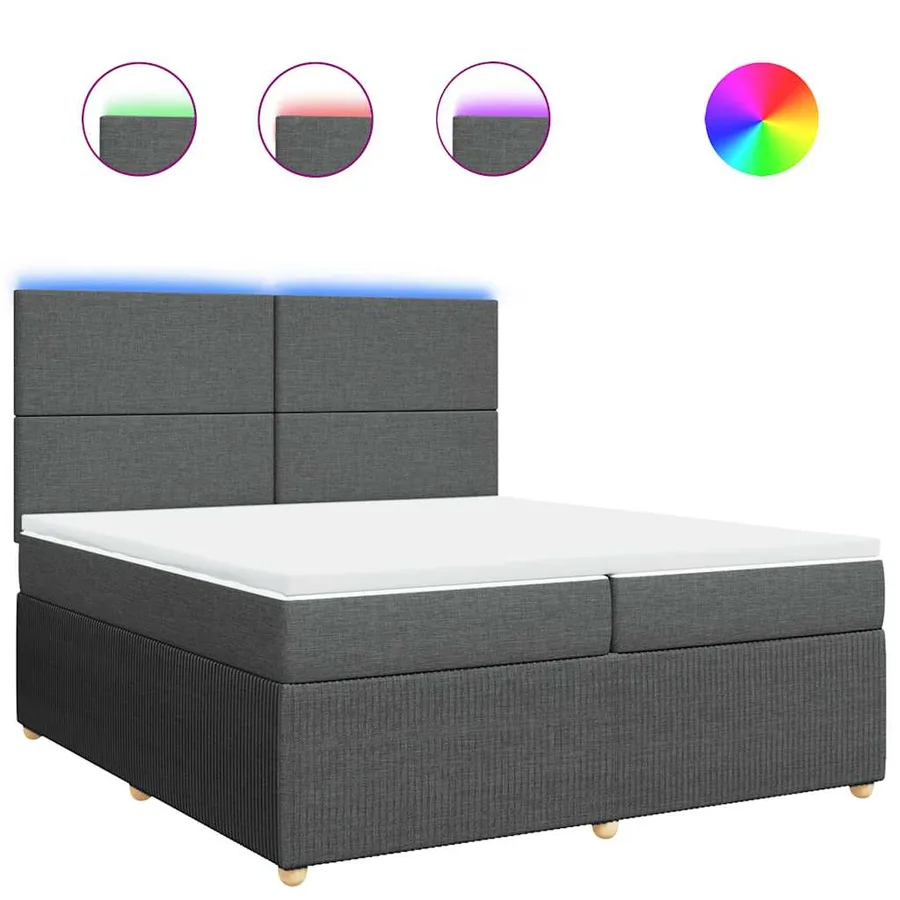 Sommier à lattes de lit avec matelas Gris foncé 200x200cm Tissu - 2