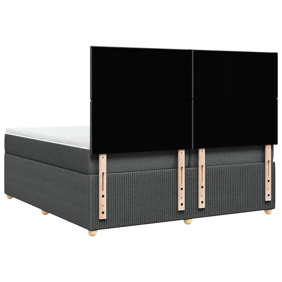 Sommier à lattes de lit avec matelas Gris foncé 200x200cm Tissu - 8