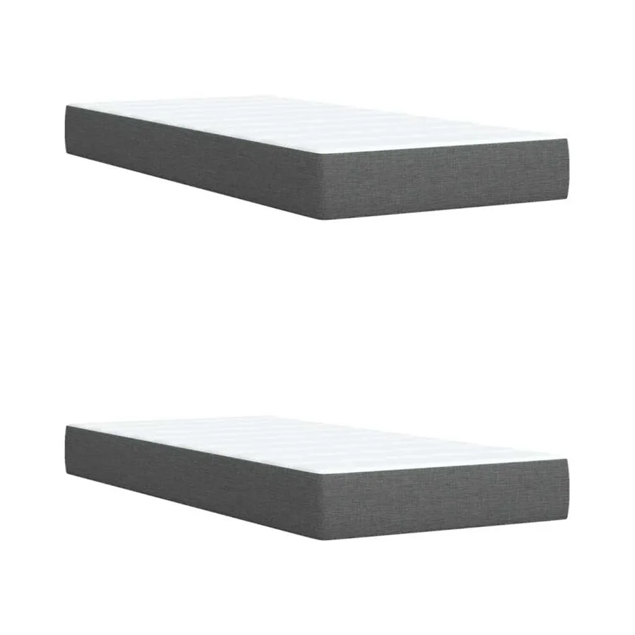 Sommier à lattes de lit avec matelas Gris foncé 200x200cm Tissu - 10