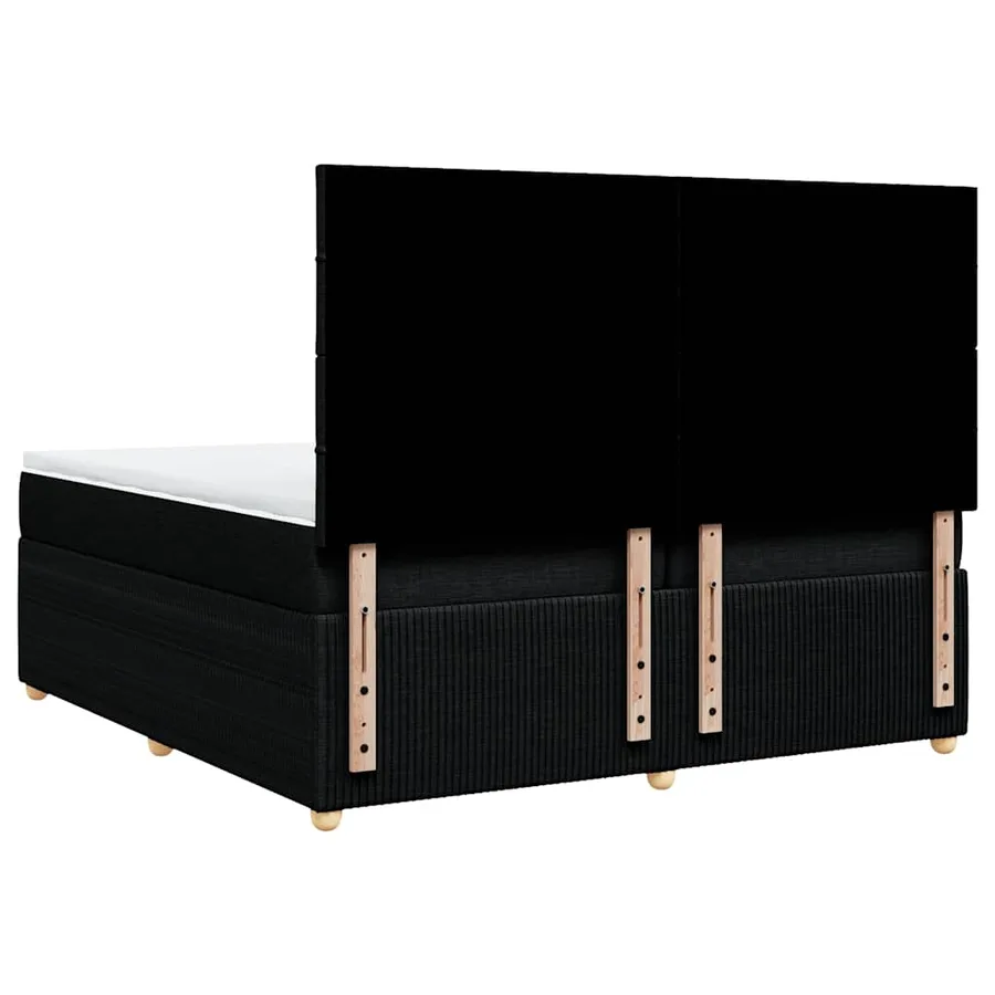 Sommier à lattes de lit avec matelas Noir 200x200 cm Tissu - 6