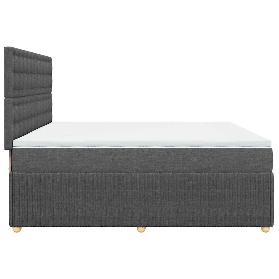Sommier à lattes de lit avec matelas Gris foncé 200x200cm Tissu - 5