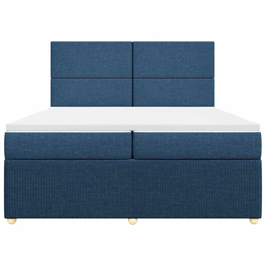 Sommier à lattes de lit avec matelas Bleu 200x200 cm Tissu - 6