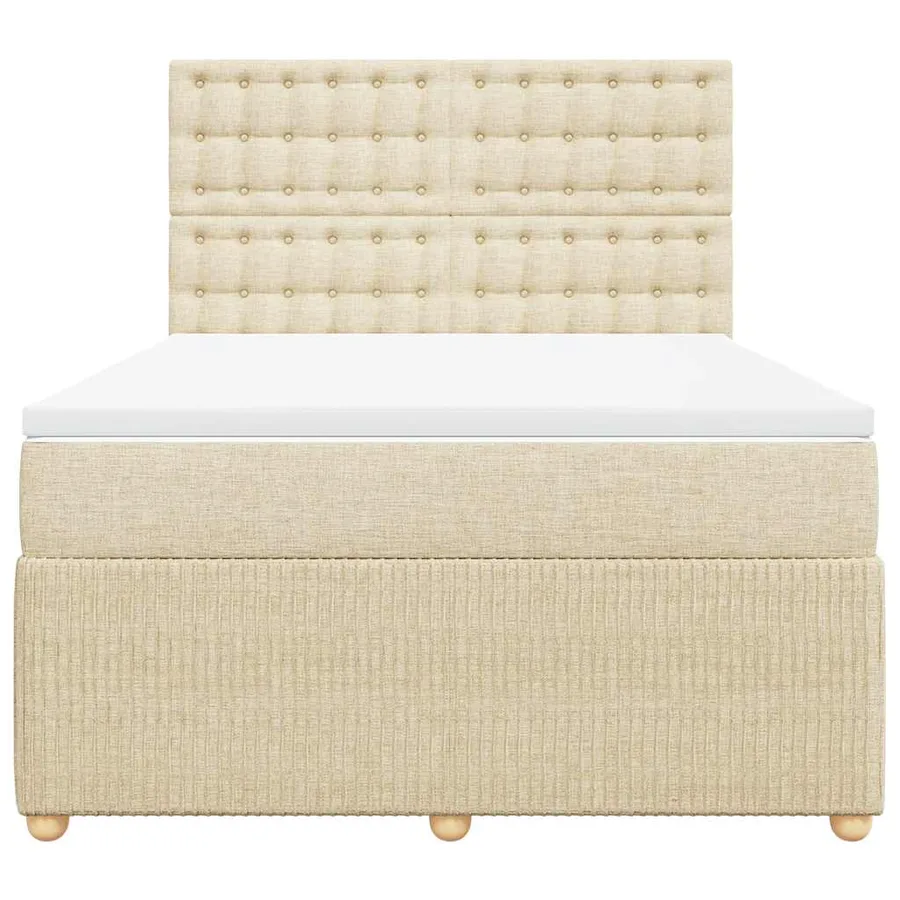 Sommier à lattes de lit avec matelas Crème 140x190 cm Tissu - 6
