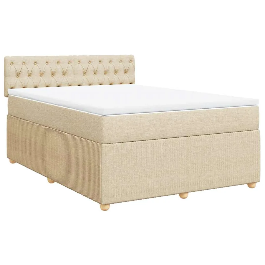 Sommier à lattes de lit avec matelas Crème 140x190 cm Tissu - 2