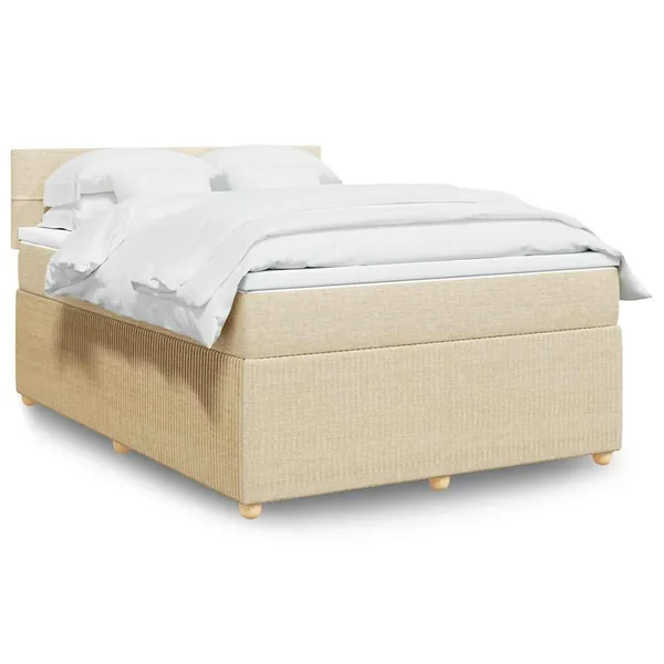 Sommier à lattes de lit avec matelas Crème 140x190 cm Tissu