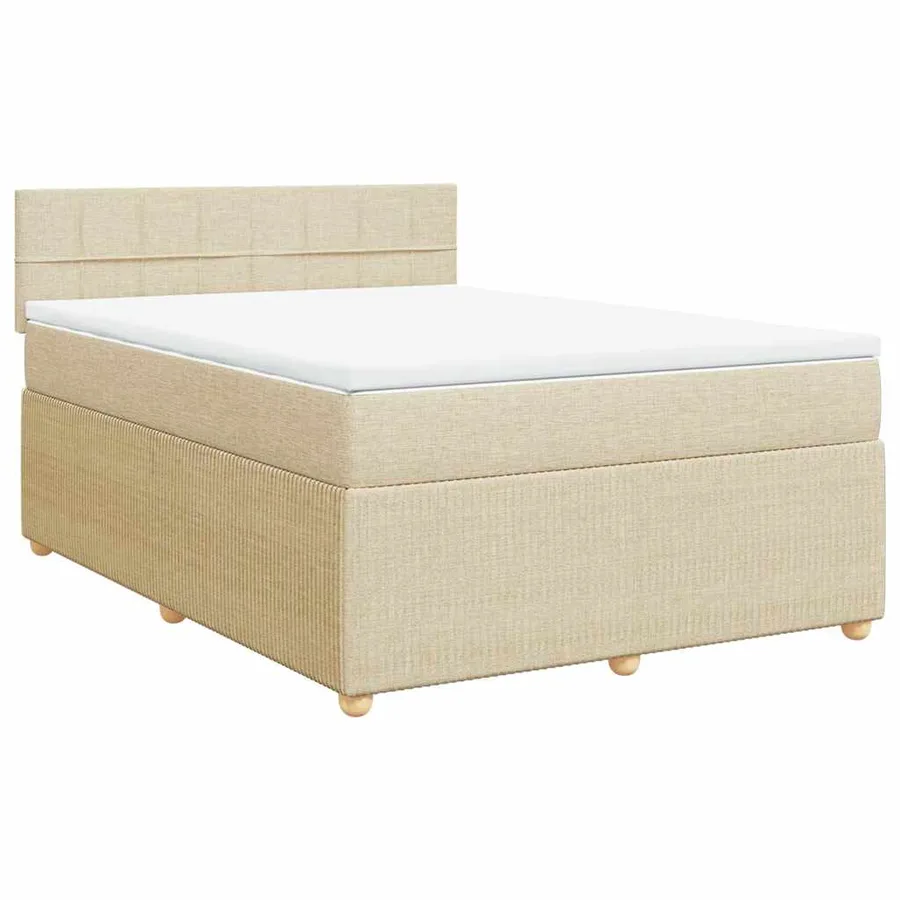 Sommier à lattes de lit avec matelas Crème 140x190 cm Tissu - 2
