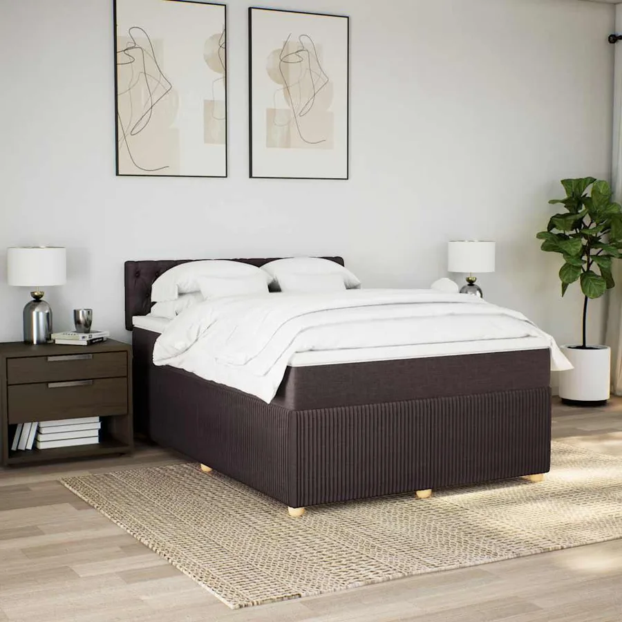 Sommier à lattes de lit avec matelas Marron foncé 140x190 cm - 3