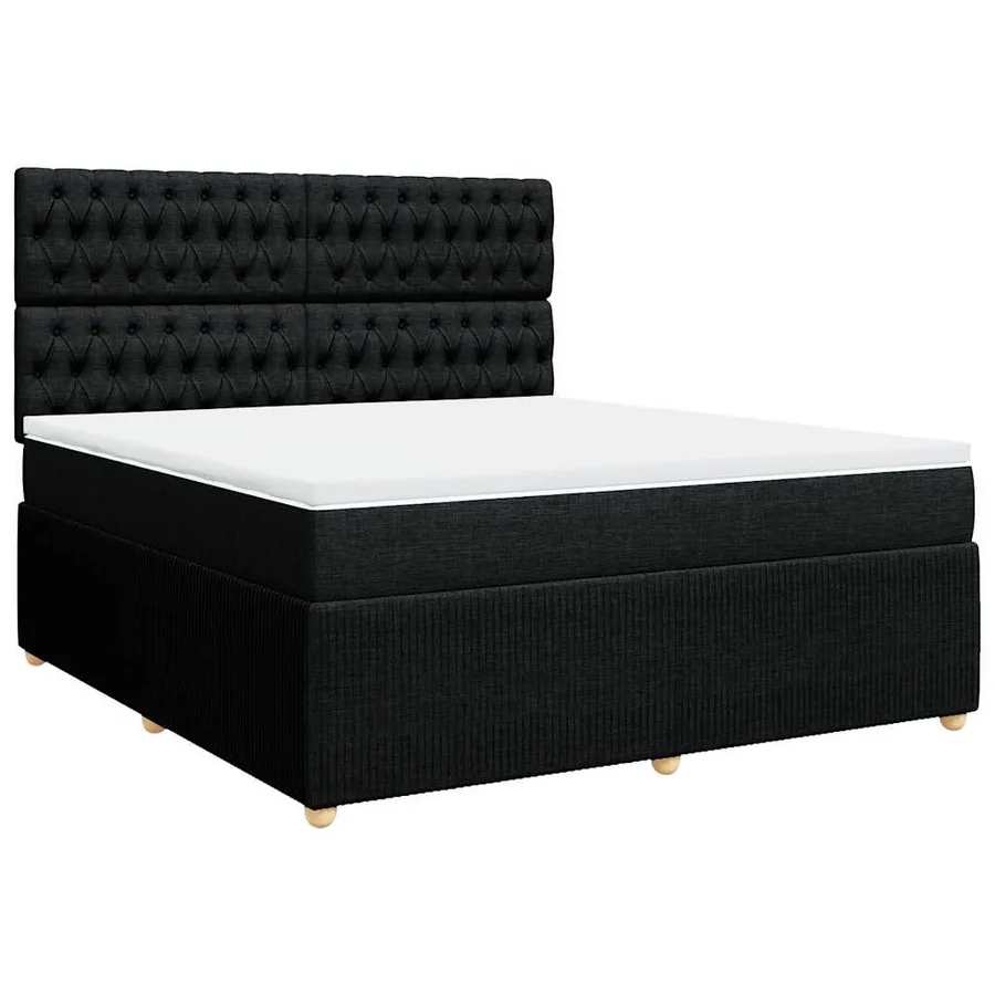 Sommier à lattes de lit avec matelas Noir 180x200 cm Tissu - 2