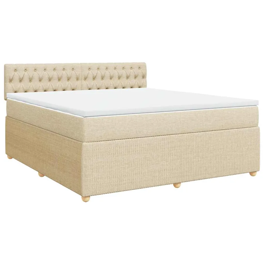 Sommier à lattes de lit avec matelas Crème 180x200 cm Tissu - 3