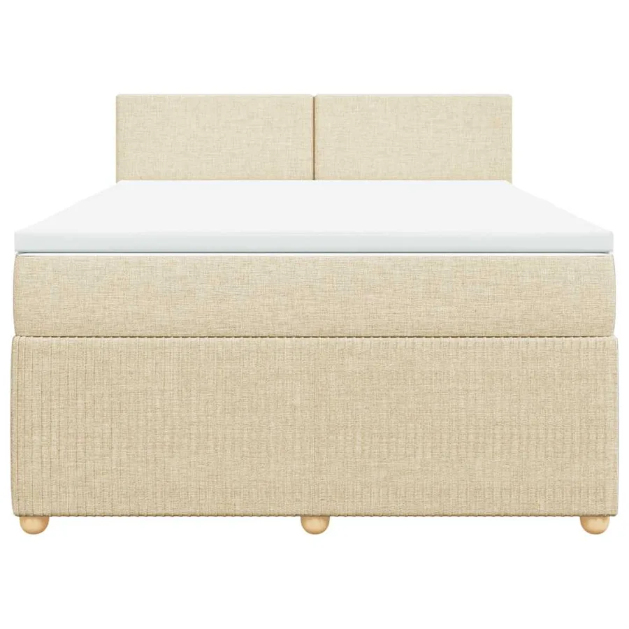 Sommier à lattes de lit avec matelas Crème 160x200 cm Tissu - 4