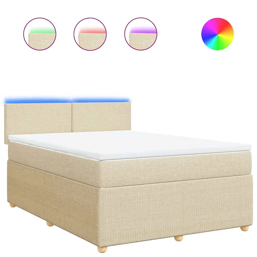 Sommier à lattes de lit avec matelas Crème 160x200 cm Tissu - 2