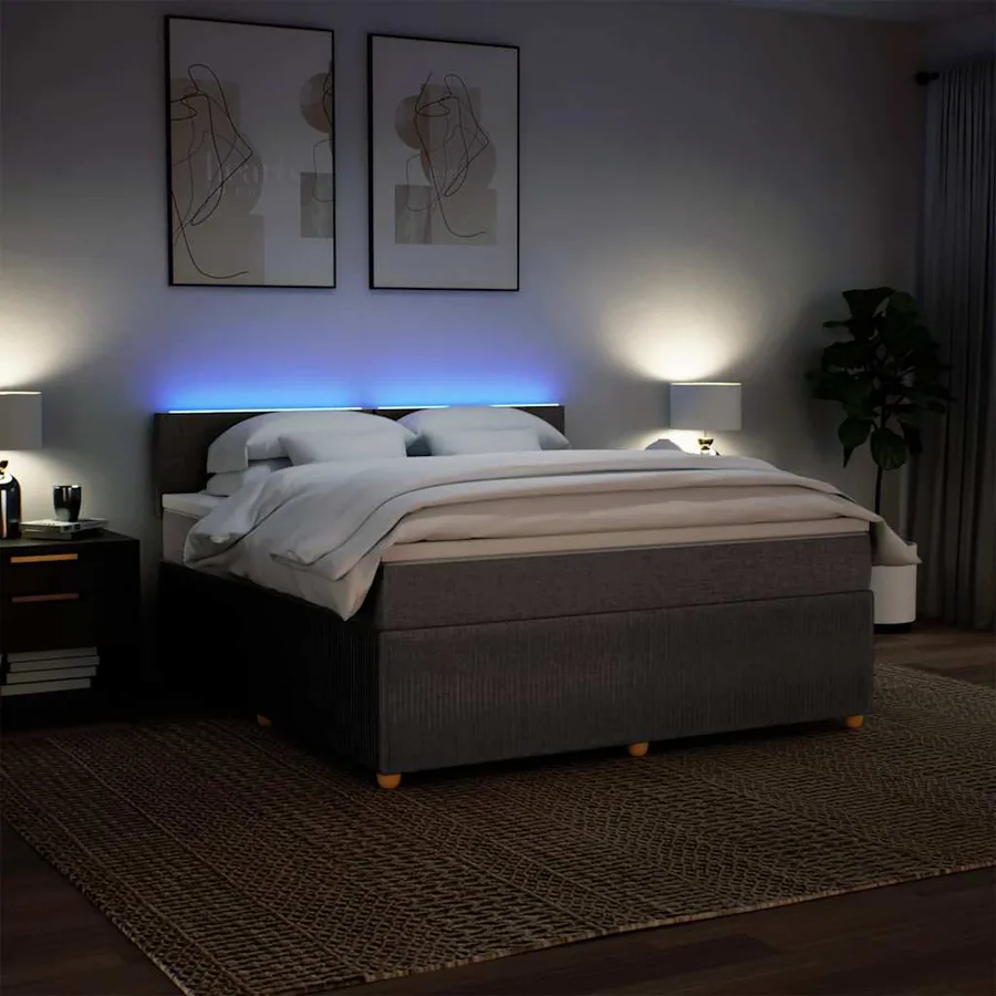Sommier à lattes de lit avec matelas Taupe 180x200 cm Tissu - 5