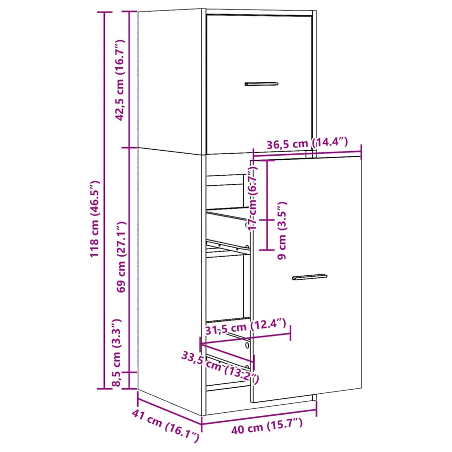 Armoire apothicaire chêne marron 40x41x118 cm bois d'ingénierie - 10