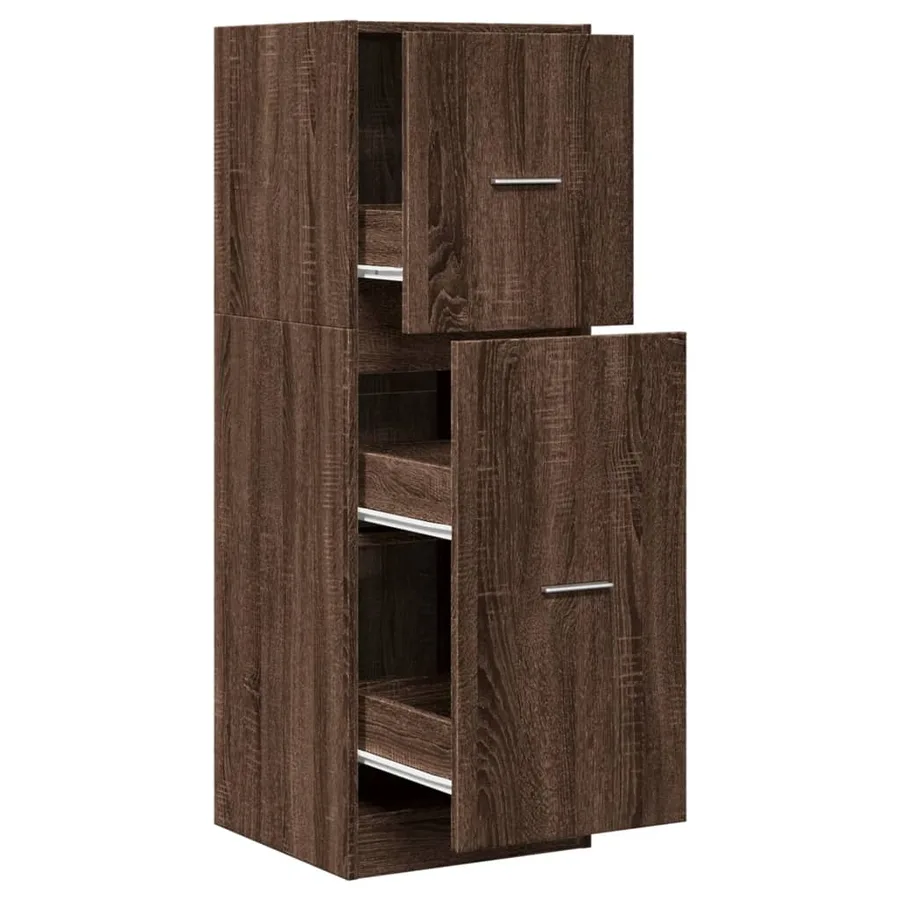 Armoire apothicaire chêne marron 40x41x118 cm bois d'ingénierie - 2