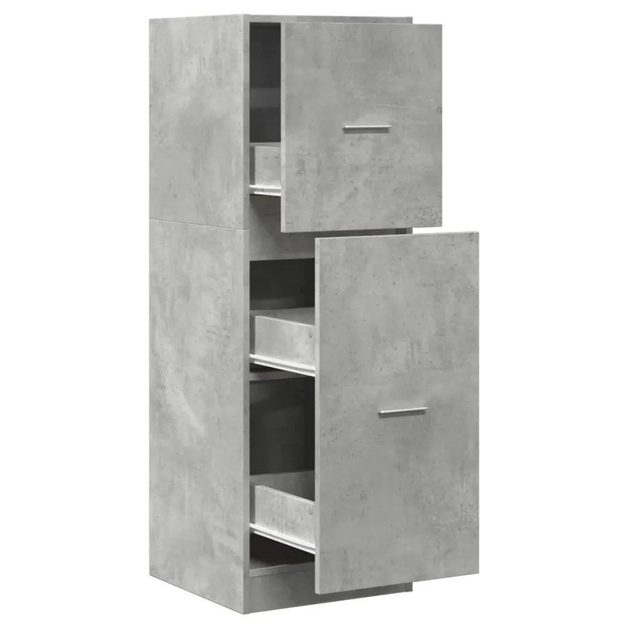Armoire d'apothicaire gris béton 40x41x118 cm bois d'ingénierie - 2