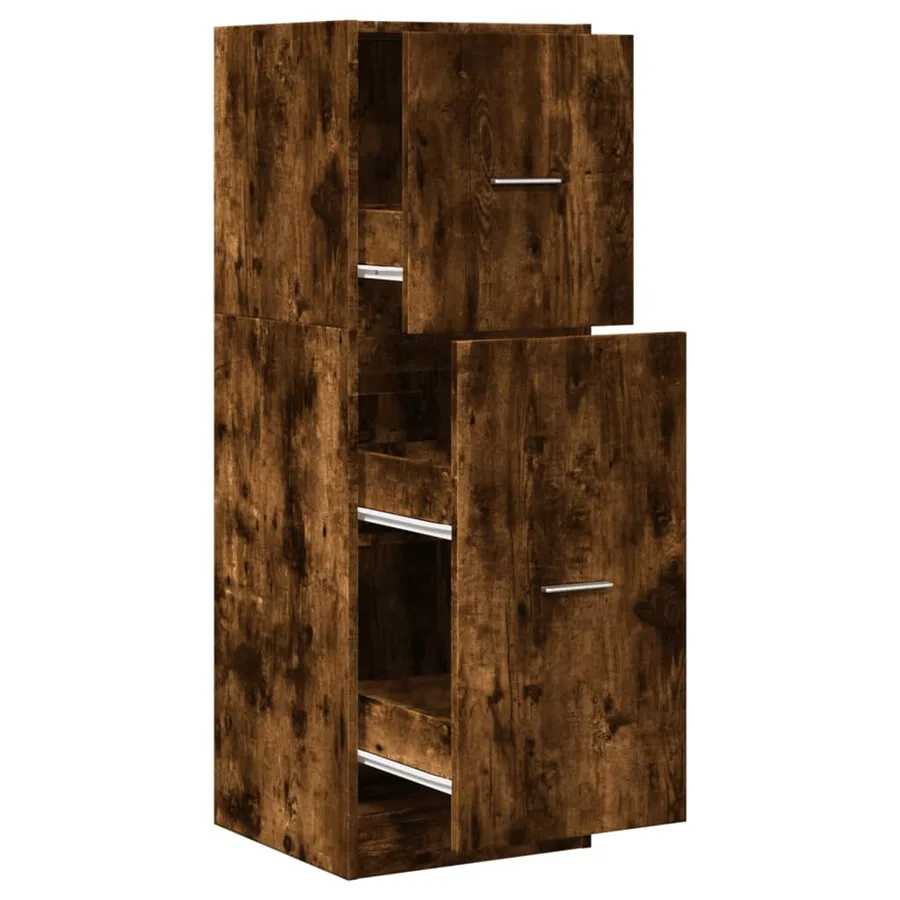 Armoire d'apothicaire chêne fumé 40x41x118 cm bois d'ingénierie - 2