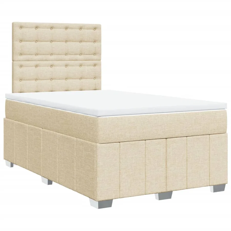 Sommier à lattes de lit avec matelas Crème 120x200 cm Tissu - 3